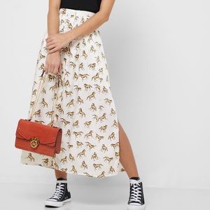 Topshop Pleated Horse Print Maxi Skirt